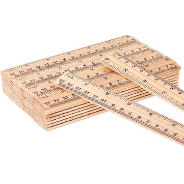 Imagem de Zonon Réguas de Madeira - Pacote com 100 unidades de 30,5 cm, com escalas em cm, polegadas e milímetros, ideais para estudantes, escritório e escola