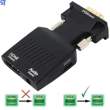 Imagem de Conversor Vga Macho Hdmi Fêmea Áudio Cabo P2 Macho Cabo Usb