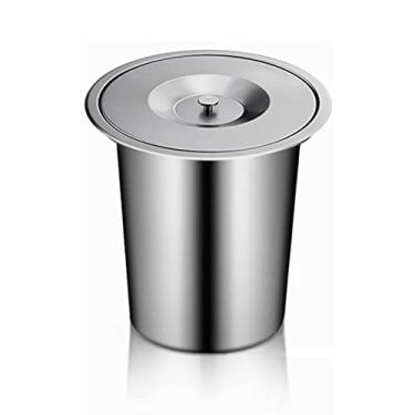 Imagem de Caixotes de lixo, lata de lixo com tampa, bancada de cozinha embutida com impressão digital escovada, lixeira à prova de odores externo/interno com tampa/retale304/haste 304/a