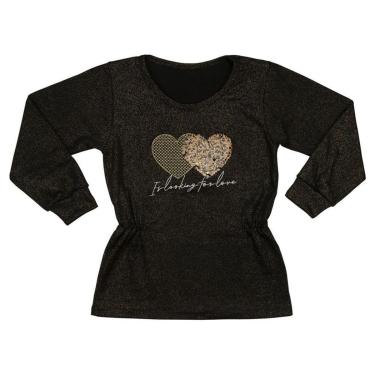 Imagem de Blusa Infantil Look Jeans Manga Longa Preto - 03 - PRETO-Feminino