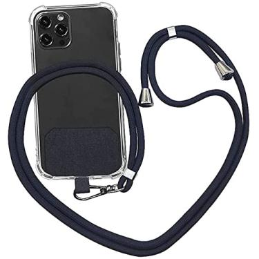 Imagem de Corda ajustável para smartphone Crossbody Nylon Correia de pescoço para celular Corda de mão para capas de telefone acessórios amuletos destacáveis(Cinza escuro)
