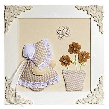 Imagem de Potinho de Mel Quadro Decorativo Camponesa Vaso Quarto Bebê Infantil Menina Bege