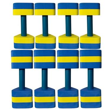 Imagem de Kit 4 Pares Halteres Hidroginástica em EVA P 1-2kg e M 2-3kg Azul/Amarelo Dafoca Sports