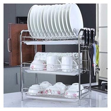 Imagem de Escorredor de louça, escorredor, escorredor, escorredor de pratos de aço inoxidável, prateleira de pia, suporte de talheres antiderrapante, escorredor de cozinha, organizador de pratos para cozinha