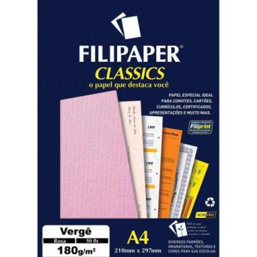 Imagem de Papel A4 Vergê Rosa 180G Caixa com 50 Folhas - Filiperson