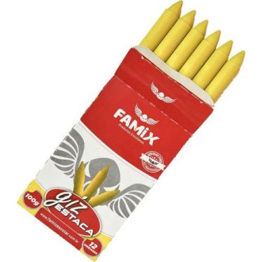 Imagem de Giz Estaca Amarelo 100G - Pacote com 12 Unidades - Famix