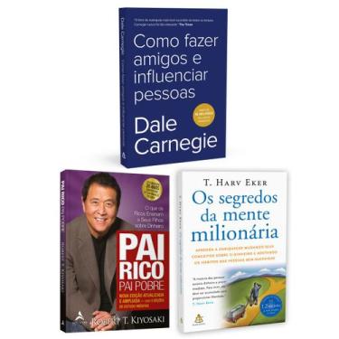 Imagem de Kit 3livros, Como Fazer Amigos e Influenciar Pessoas + Pai Rico, Pai P
