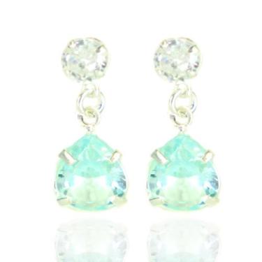 Imagem de Brinco Zirconia Pingente Gota Prata Legitima 925 - Lojas La&Ny, Azul, 