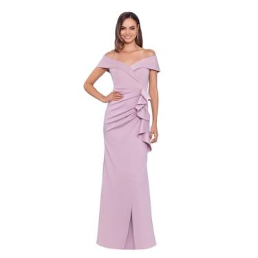 Imagem de Xscape Vestido feminino longo tomara que caia com decote em coração e babados laterais (G e pequeno), Blush rosa, 50