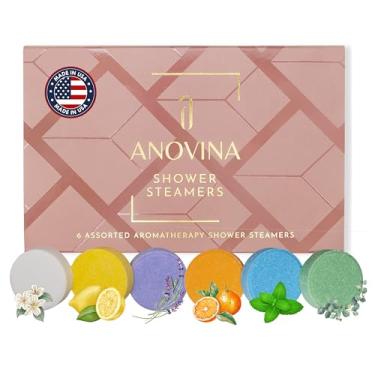 Imagem de Anovina Vaporizadores de banho | Conjunto difusor de aromaterapia | Pacote com 6 variedades | Bombas de banho para o chuveiro | Derretos aromáticos