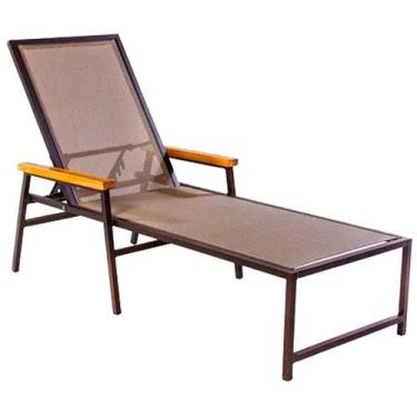 Imagem de Espreguiçadeira Frésia com Braços Tela Sling e Aluminio - Trama Móveis