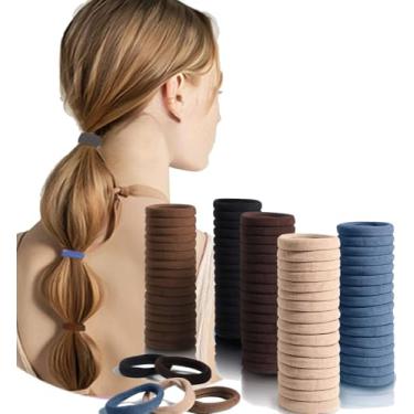 Imagem de 100 faixas de cabelo macias e elásticas – laços elásticos sem costura, suportes de rabo de cavalo suaves para cabelos grossos e finos, elásticos para mulheres, meninas e crianças