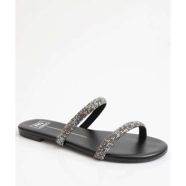 Imagem de Rasteirinha Feminina Tiras Strass Moleca Preto-34114, Preto, 36