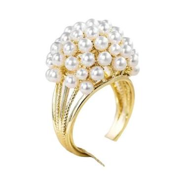 Imagem de Anéis Elegantes De Casamento E Noivado Em Forma De Flor Com Pérolas Im