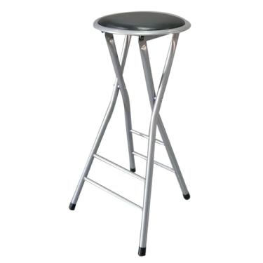 Imagem de Cadeira dobrável frente única de 61 cm/71 cm com apoio para os pés - Bancos de bar altos portáteis, cadeira alta de cozinha com altura redonda - Compacta e fácil de armazenar