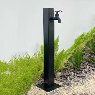 Imagem de Fonte vertical de coluna de água de jardim de aço inoxidável 304, recurso decorativo de água e dispensador de hidrante para irrigação de pátio, preto 14 x 14 cm