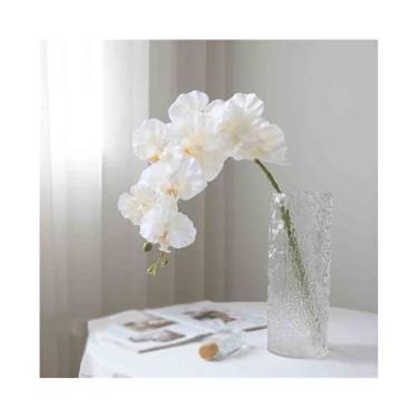 Imagem de Vaso de vidro de festa branco simples Phalaenopsis simulação de flores falsas sala de estar arranjo decorativo jardim