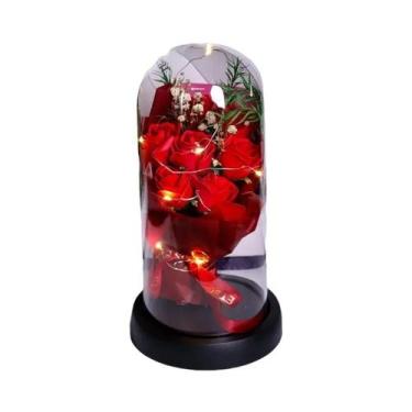 Imagem de Buquê De Rosas Eternas Iluminadas Por LED Em Cúpula De Vidro, Ornament