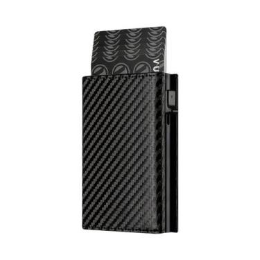 Imagem de Carteira masculina minimalista de metal com compartimento para moedas 