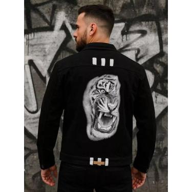 Imagem de Jaqueta Masculina Premium Estampada 4k Tigre - JST Jeans, Preto, G