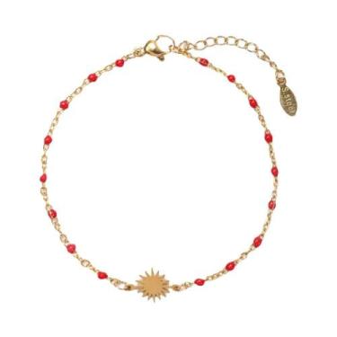 Imagem de Pulseira Feminina De Aço Inoxidável Com Esmalte Sol Para Festas Na Pra