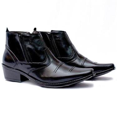 Imagem de Bota Country Masculina estilizada couro R-608 km Cl preto Cor:Preto;Tamanho:44;Genero:Masculino