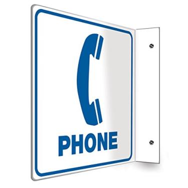 Imagem de ACCUFORM Placa de projeção 90D SIGNS PSP489, Legend "Phone" com gráfico, painel de 20 x 20 cm, plástico de alto impacto de 0,25 cm de espessura, orifícios de montagem pré-perfurados, azul sobre branco