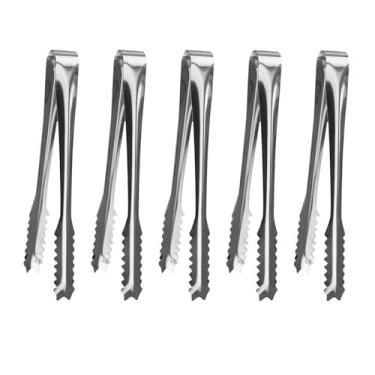 Imagem de Generic 5 peças de aço inoxidável pinças de cozinha clipe de pão pinças de açúcar servindo pinças de gelo para buffet, padaria, casa, churrasco, 19cm