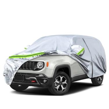 Imagem de Capas de carro à prova d'água substituem para Jeep Renegade 2015-2025, 6 camadas, prata, capa de carro para todos os climas com porta com zíper e faixas à prova de vento para proteção de neve, chuva