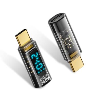 Imagem de Duttek Adaptador de extensão USB C de 240 W, testador de medidor de potência, adaptador USB C macho para fêmea com display digital LED de potência, para iPhone 15, cabos/dispositivos tipo C (pacote