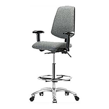 Imagem de Thomas 1163G42 Cadeira de tecido alto com encosto médio e inclinação sem braços, base cromada, anel de pé cromado, rodízios cromados, cinza