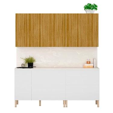 Imagem de Conjunto de Armarios Modulados Art com 8 Portas e 3 Gavetas Freijo/artico/riscatto Freijo