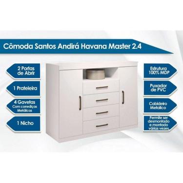Imagem de Cômoda De Quarto Master com 2 Portas 1 Nicho E 4 Gavetas com Pés Jatoba-grafitte - Santos Andirá
