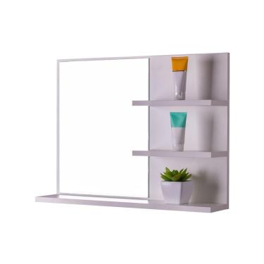 Imagem de Espelho Para Banheiro Com Prateleiras Lugano Branco 60 X 45cm