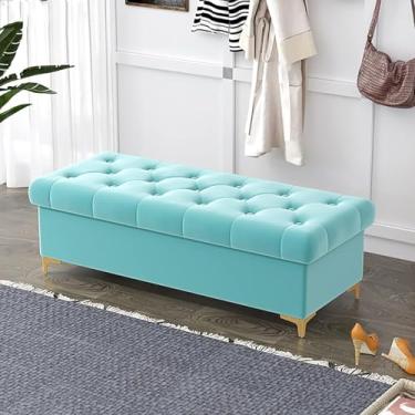 Imagem de Banquetas, Luxuoso Ottoma Bech Com Armazenamento, Armazenamento Estofado De Veludo Bech Ed De Cama Bech, Moder Armazenamento De Baú Ottoma Bech Para Quarto Livig Room, G, 60x40x40cm(24x16x16inch)