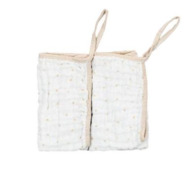 Imagem de Kit 2 Pano de Boca Soft Bebê 23 cm x 33 cm Bublim Sonhos, Estrelas Beg