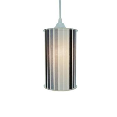 Imagem de Luminária Pendente Cilíndrica Listras Crie Casa Preta e Cinza, Bivolt