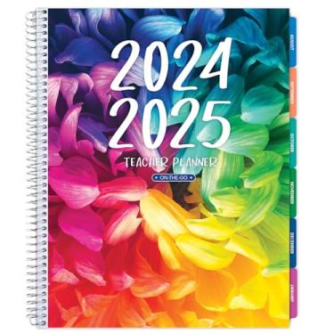 Imagem de Agenda de aulas Lite Teacher de agosto de 2024 a julho de 2025, organizadores diários semanais mensais - Inclui 7 períodos, calendário datado, abas de página, marcador de página e adesivos de