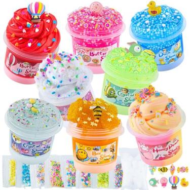 Imagem de Pacote de 8 Slime Kit Okaybee com manteiga, nuvem, transparente e muit