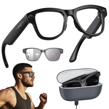 Imagem de AI Óculos Inteligentes Com Estojo De Carregamento De 3600mAh, 800W Óculos Inteligentes Bluetooth Com Chat GPT, Óculos Anti-Luz Azul, Gravação De Vídeo 1080P(Black+Black case)