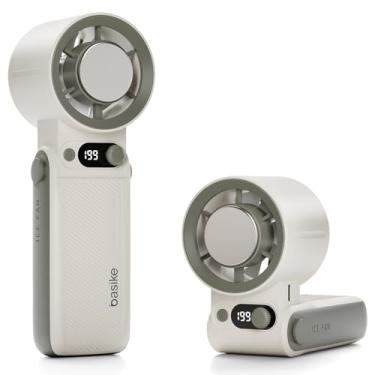 Imagem de Basike Ventilador Portátil de Mão, Tecnologia Ice-Cooling Instantâneo, 199 Velocidades Ajustáveis&Turbo de Alta Velocidade, 10000mAh 24H, Ideal para Viagens, Acampamento e Ar Livre (Branco)