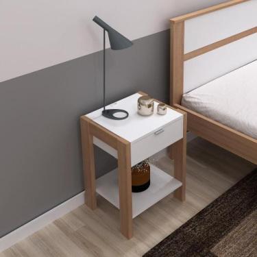 Imagem de Mesa De Cabeceira Multimóveis Cr35003 Amendoa/Branca - MULTIMOVEIS