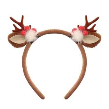 Imagem de TOPDAOYUN Faixa de cabeça de chifres de rena de Natal, acessórios de cabelo de chifre de veado fofo marrom para mulheres e meninas, festa à fantasia de cosplay de Natal
