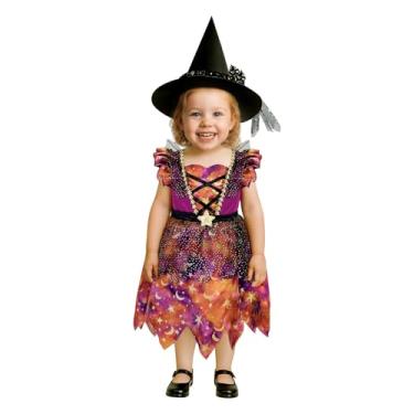 Imagem de Fantasia de bruxa infantil – Conjunto de saia brilhante e chapéu pontiagudo para crianças de 2 a 3 a 4 anos, fantasias de bruxa de Halloween, festa