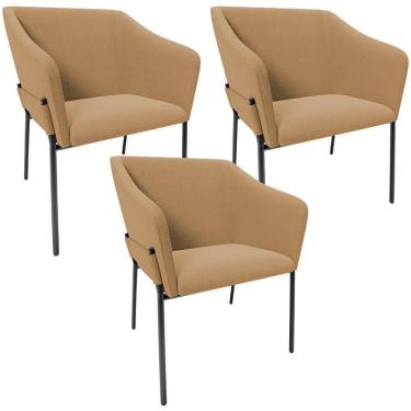 Imagem de Kit 3 Cadeiras Para Sala De Jantar Estar Living Olívia L02 Bouclê Mostarda - Lyam Decor