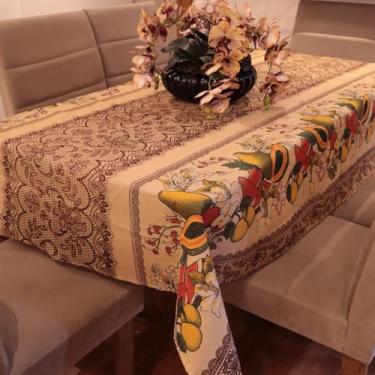 Imagem de Toalha de Mesa de Linhão Elegante e Durável - 4 6 ou 8 Lugares Tecido Sofisticado e Resistente (Frutas 4,4 Lugares)
