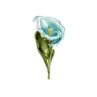 Imagem de Broche de flor de lírio Calla broche de lapela elegante esmaltado floral folha corsage acessórios de roupas broches broches moda cerimônia formal banquete baile joias para vestido terno camisa