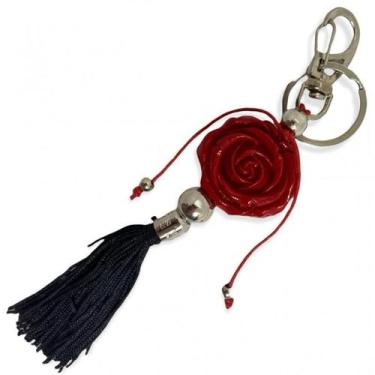 Imagem de Chaveiro Rosa Orixá Pomba Gira Preto Vermelho 16 Cm Murano - Bialluz P