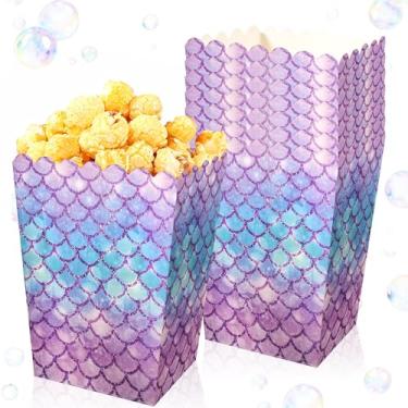 Imagem de Roaring Good Time Caixas de pipoca de lembrancinha de sereia sacos de biscoito sob o mar sacos de festa para aniversário chá de bebê suprimentos de chá de panela 20 peças