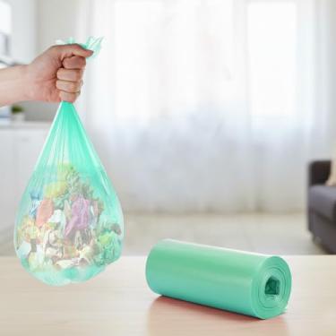 Imagem de 5 sacos de lixo para cozinha, escritório, banheiro, ao ar livre, grandes sacos de lixo descartáveis, descarte multiuso, Verde, 17.7X19.6inch